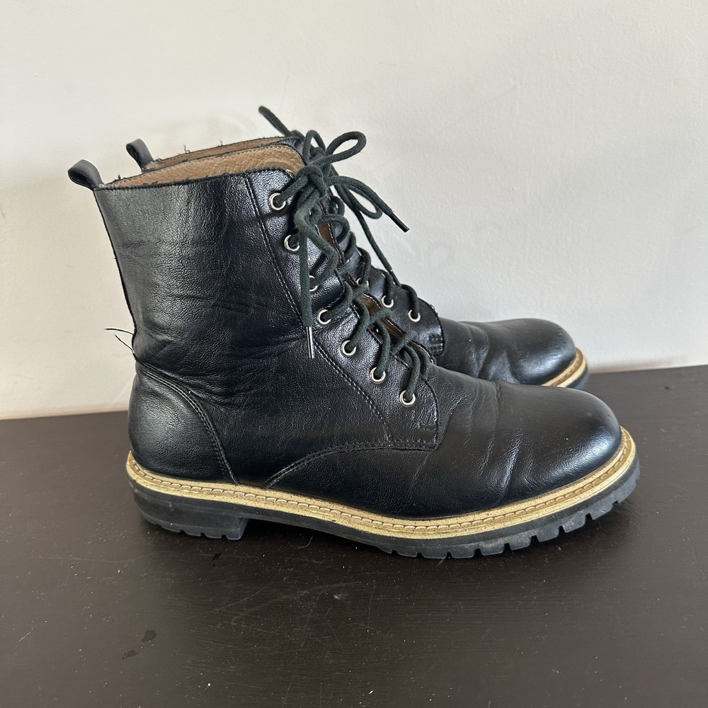 MiiM Womens 8.5 M Black Lace Up Ankle Moto Combat Boots Edgy Biker Motorcycle